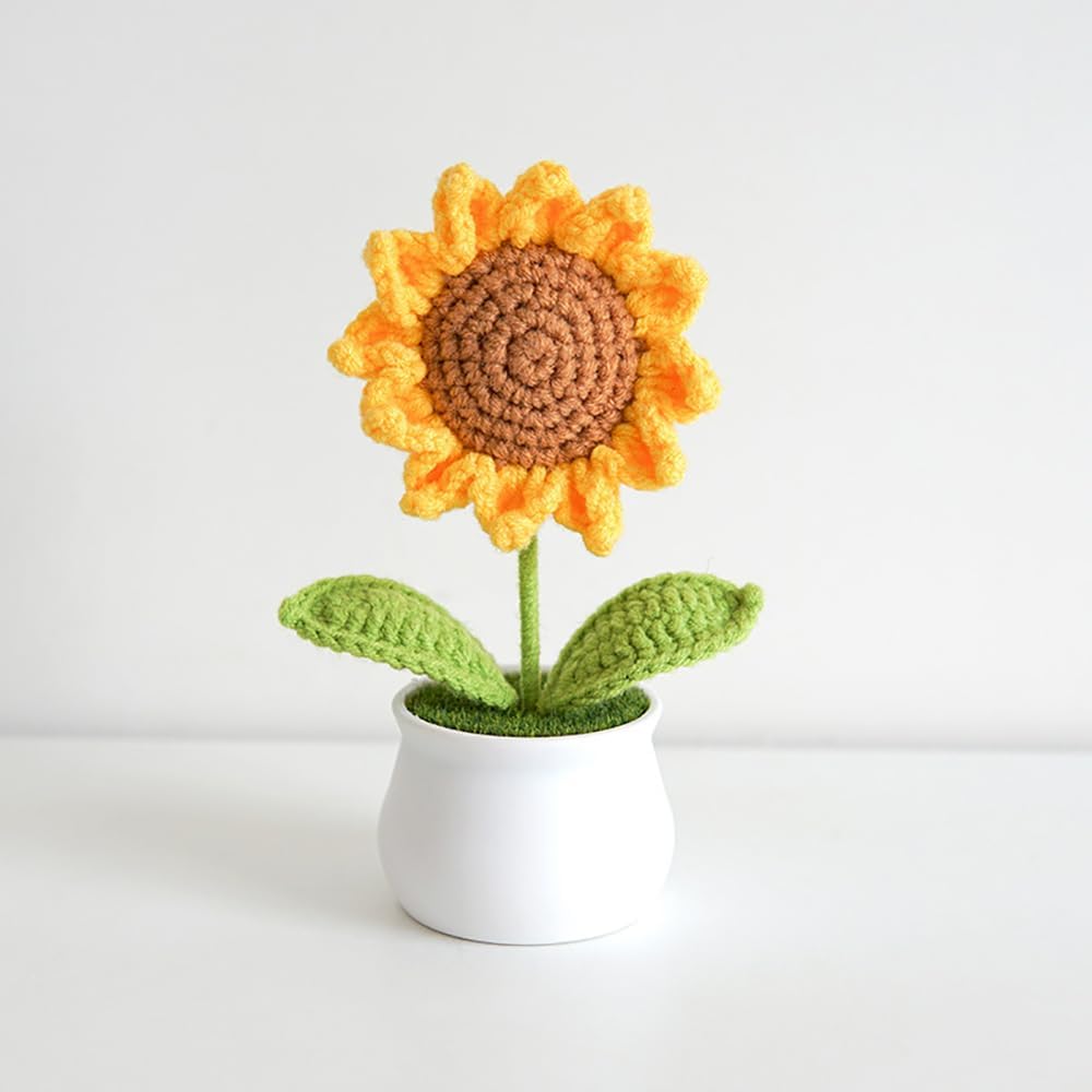 Handmade Crochet Sunflower Desk Decor