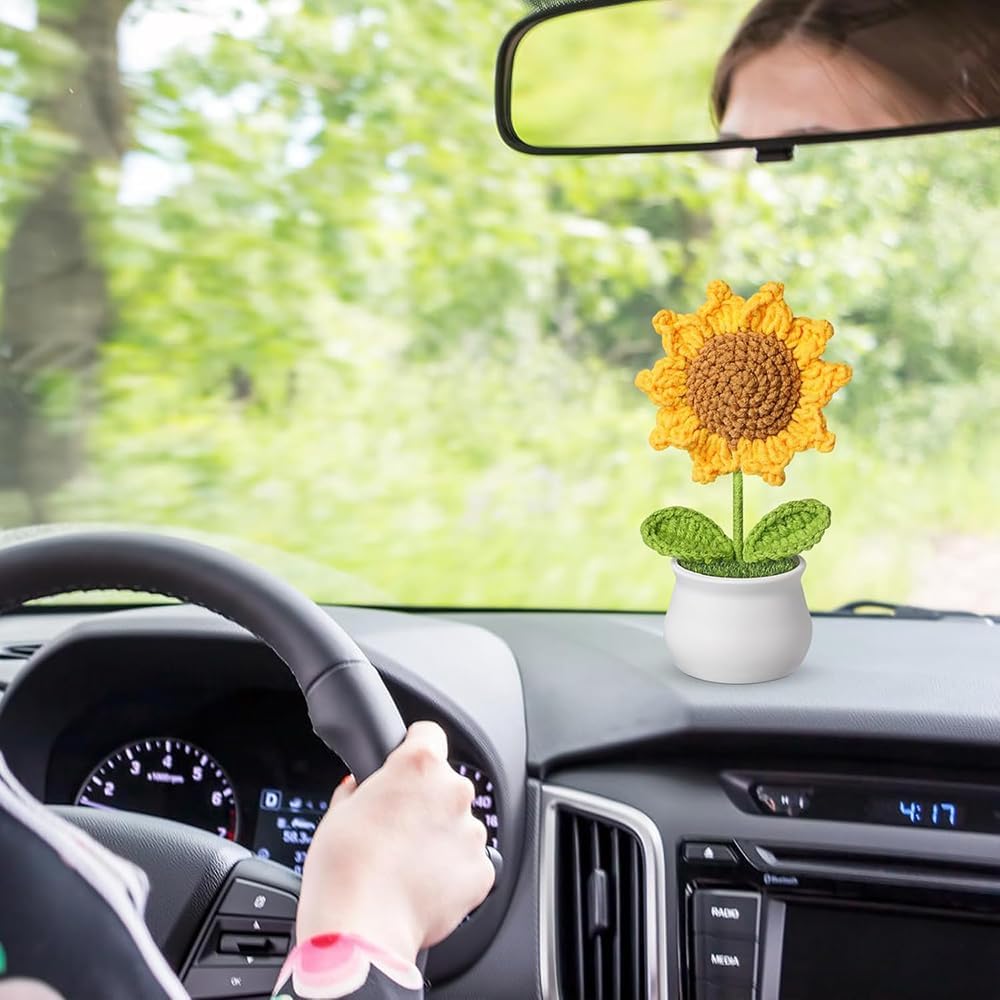 Handmade Crochet Sunflower Desk Decor