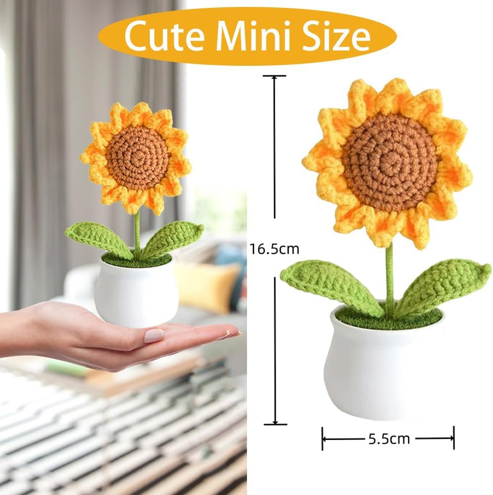Handmade Crochet Sunflower Desk Decor