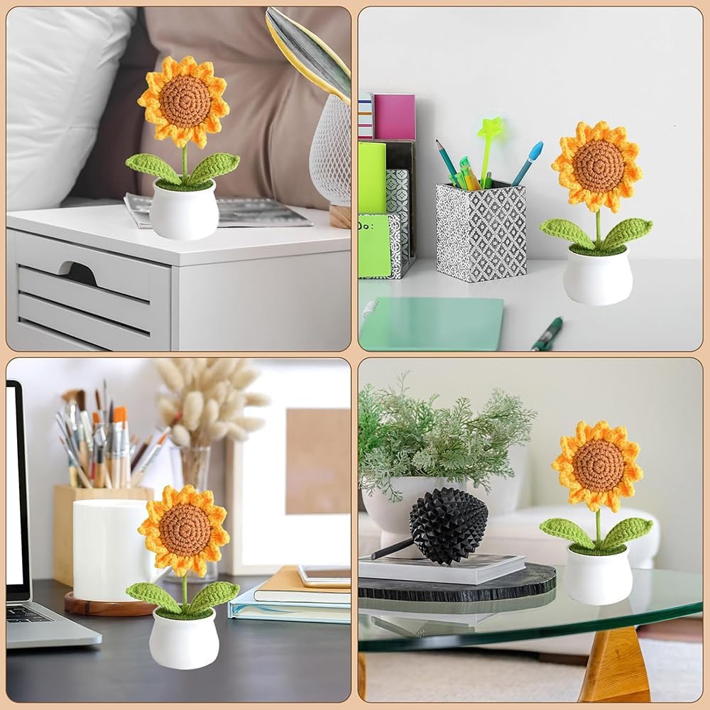 Handmade Crochet Sunflower Desk Decor