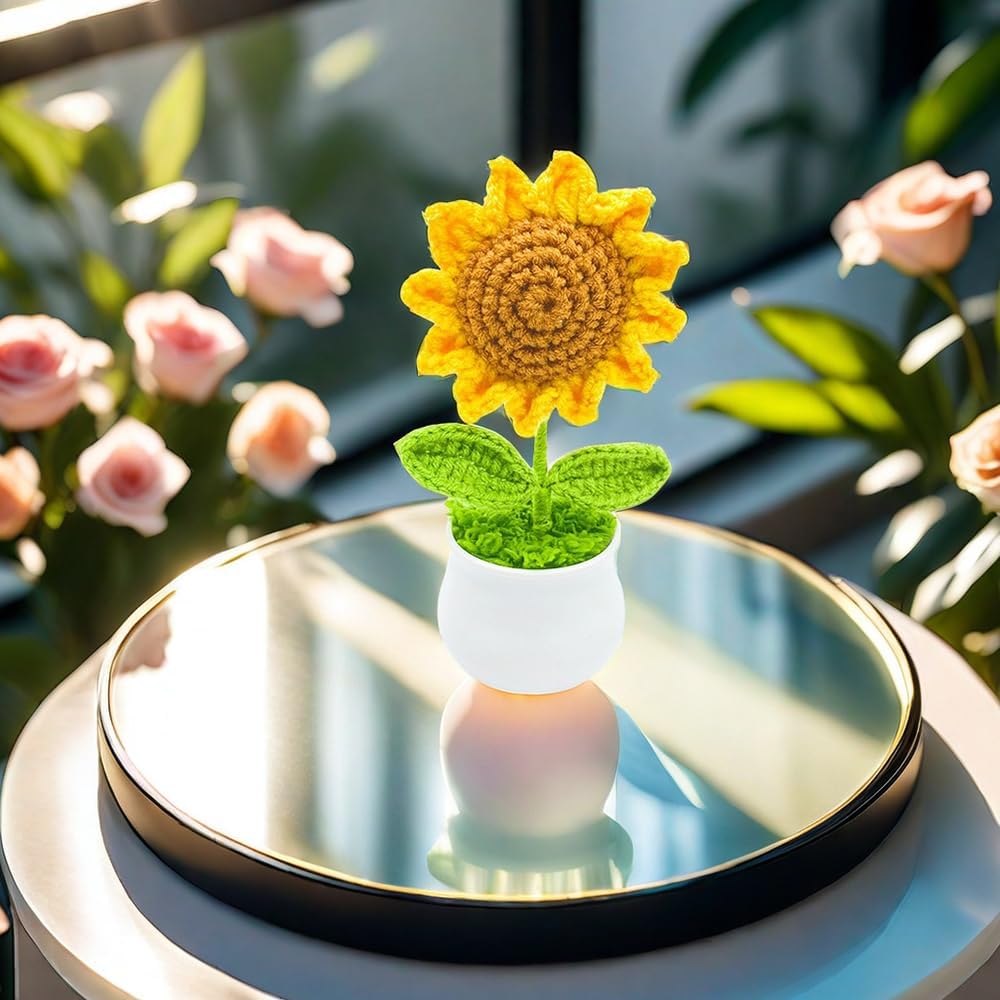 Handmade Crochet Sunflower Desk Decor