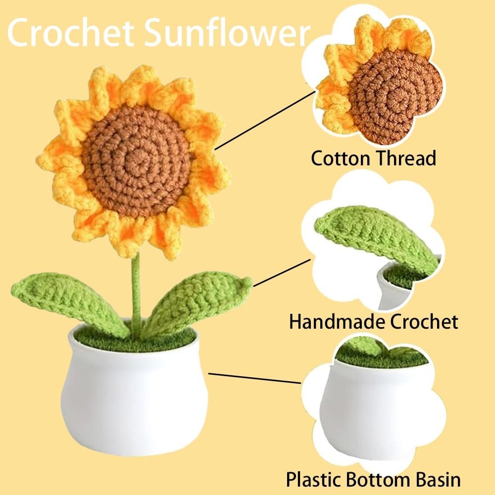 Handmade Crochet Sunflower Desk Decor